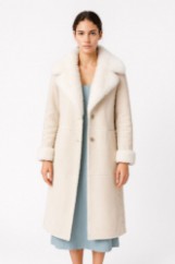 Picture of Long Shearling Coat with Statement Collar