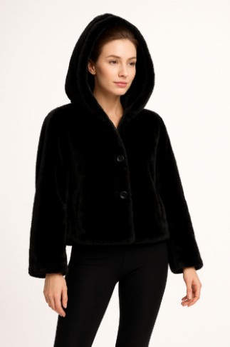 Εικόνα της b'Γούνινο Hoodie Oversize