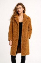 Picture of Long Textured Faux-Fur Coat with Classic Silhouette