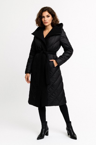 Picture of Long Quilted Belted Parka