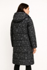 Picture of Long Puffer Coat with Embossed Floral Design
