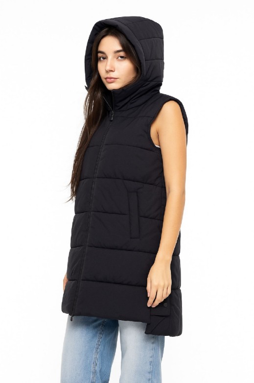 Picture of b'Long Quilted Hooded Vest