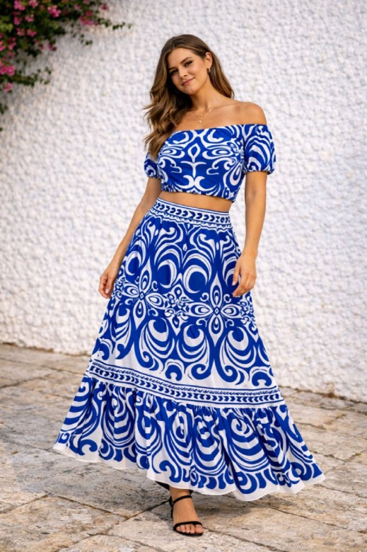 Εικόνα της Στράπλες Εμπριμέ Τοπ με Λάστιχο