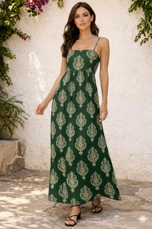 Picture of Printed Open-Back Tie Maxi Dress
