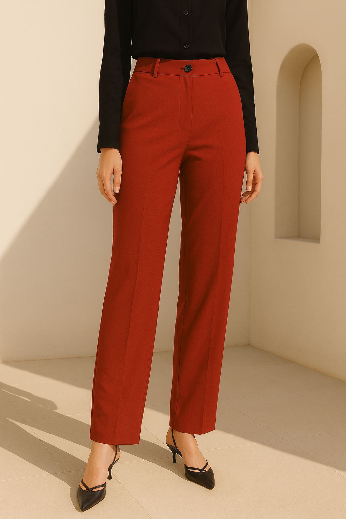 Εικόνα της Ελαστικό Ίσιο Tailored Παντελόνι