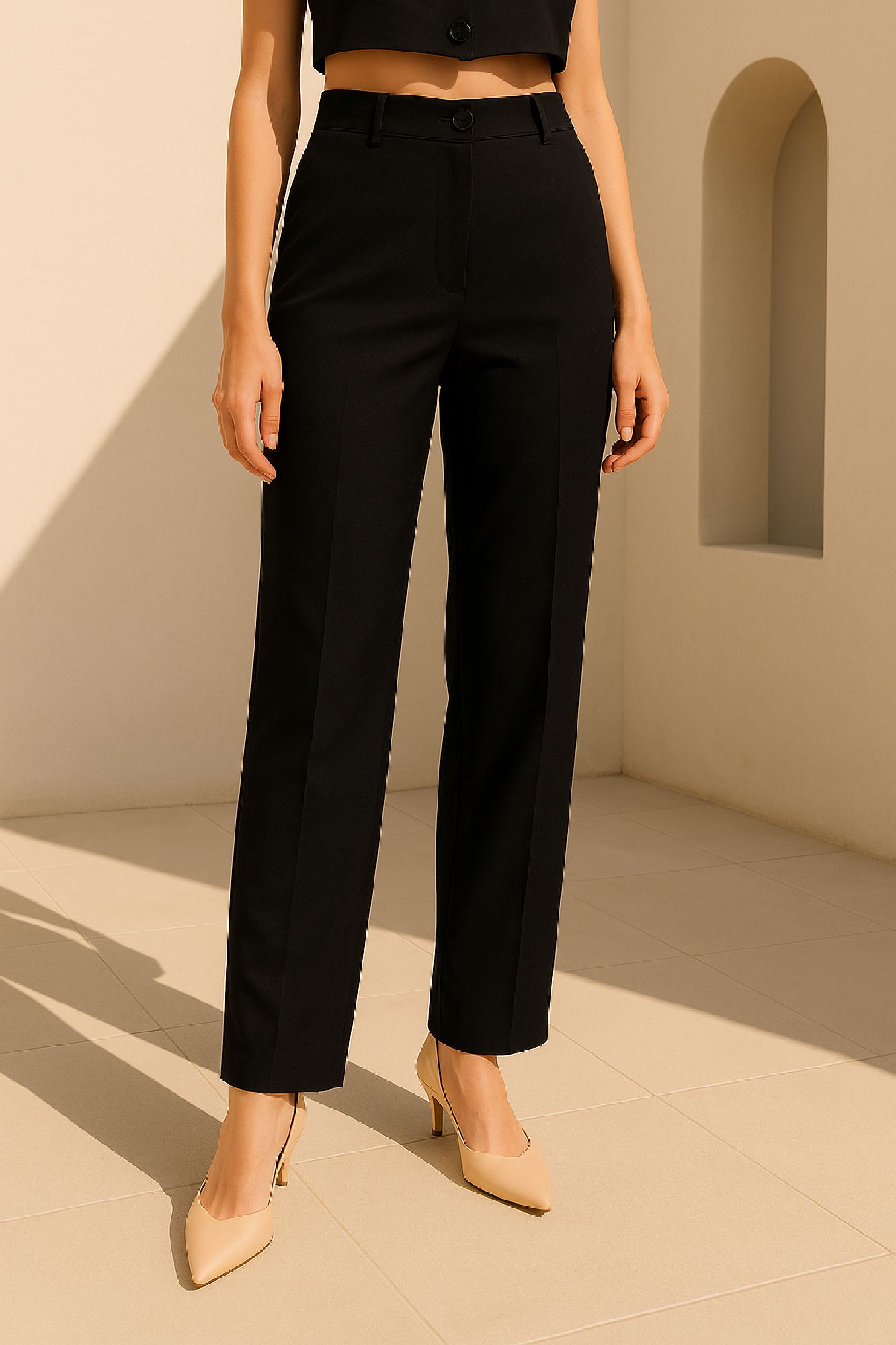 Εικόνα της Ελαστικό Ίσιο Tailored Παντελόνι